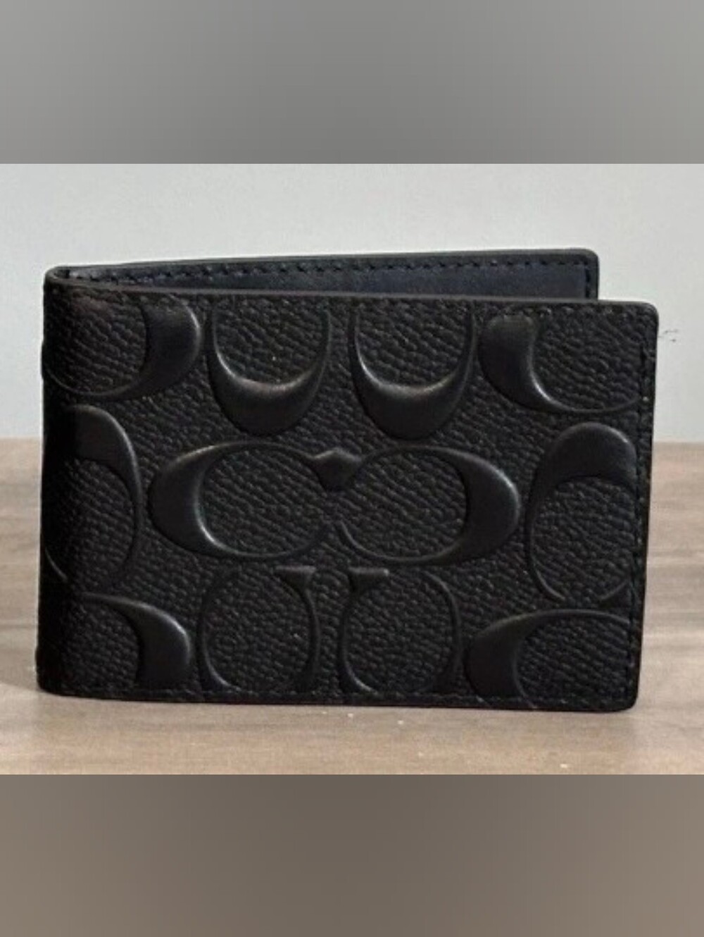 Coach Black ID Key Card Holder Raised Embossed Jacquard C New Without Tags